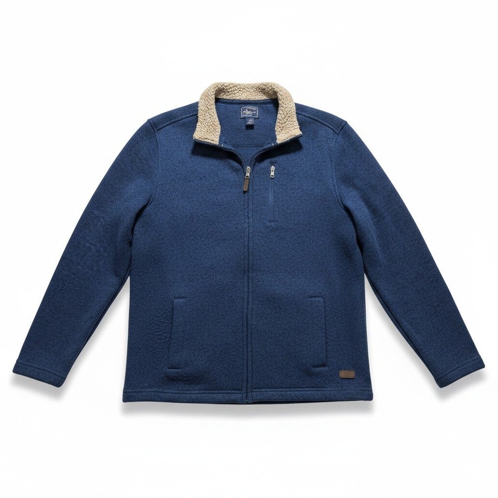 G.H. Bass & Co. Mens L Blue Full Zip Fleece Jacket Casual Cozy Outdoorsy